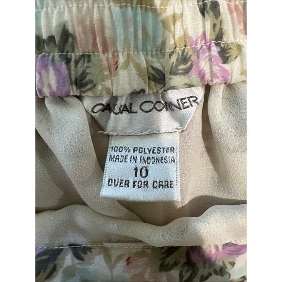 Vintage Casual Corner Midi Skirt Floral Pastel Button Front Lined Cottage Sz 10 - Picture 4 of 6